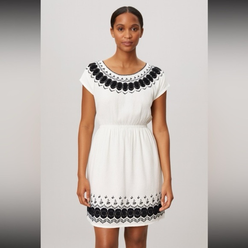J Crew Embroidered Scalloped Mini Dress